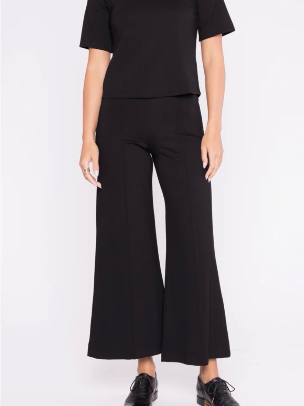 Ripley Rader Black Wide-Leg Ponte Cropped Pants XS